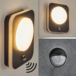 Applique Murale D'Exterieur Haga Led Noir, 1 Lumiere, Detecteur De Mouvement
