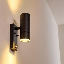 Applique Murale D'Exterieur Froslev Led Noir, 2 Lumieres, Detecteur De Mouvement