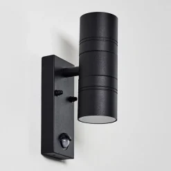Applique Murale D'Exterieur Froslev Led Noir, 2 Lumieres, Detecteur De Mouvement