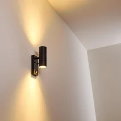 Applique Murale D'Exterieur Froslev Led Noir, 2 Lumieres, Detecteur De Mouvement