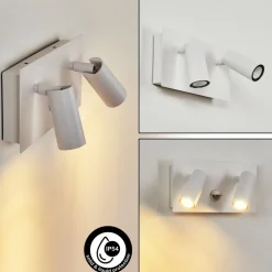 Applique Murale D'Exterieur Saeter Led Blanc, 2 Lumieres, Detecteur De Mouvement