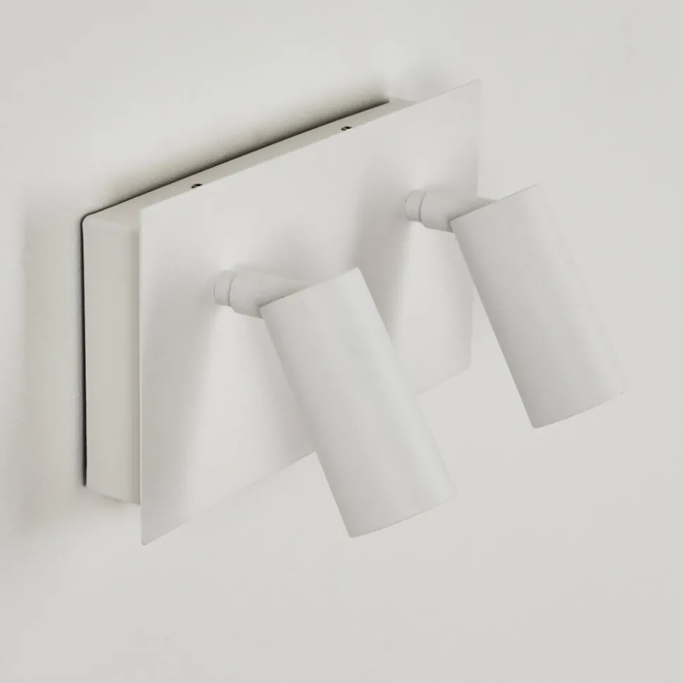 Applique Murale D'Exterieur Saeter Led Blanc, 2 Lumieres, Detecteur De Mouvement