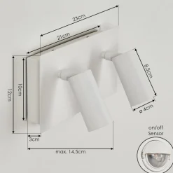 Applique Murale D'Exterieur Saeter Led Blanc, 2 Lumieres, Detecteur De Mouvement