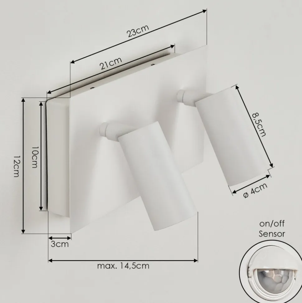 Applique Murale D'Exterieur Saeter Led Blanc, 2 Lumieres, Detecteur De Mouvement