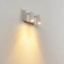Applique Murale D'Exterieur Saeter Led Blanc, 2 Lumieres, Detecteur De Mouvement
