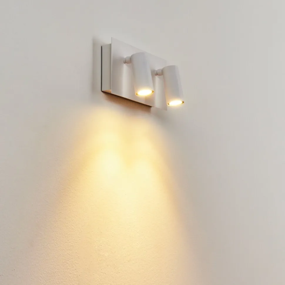 Applique Murale D'Exterieur Saeter Led Blanc, 2 Lumieres, Detecteur De Mouvement