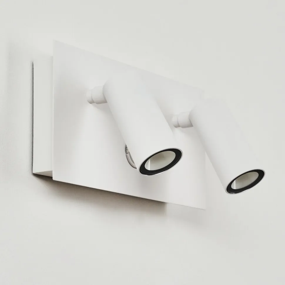Applique Murale D'Exterieur Saeter Led Blanc, 2 Lumieres, Detecteur De Mouvement