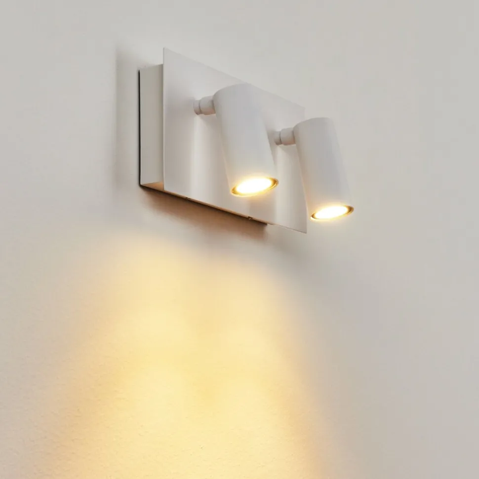 Applique Murale D'Exterieur Saeter Led Blanc, 2 Lumieres, Detecteur De Mouvement