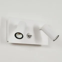 Applique Murale D'Exterieur Saeter Led Blanc, 2 Lumieres, Detecteur De Mouvement