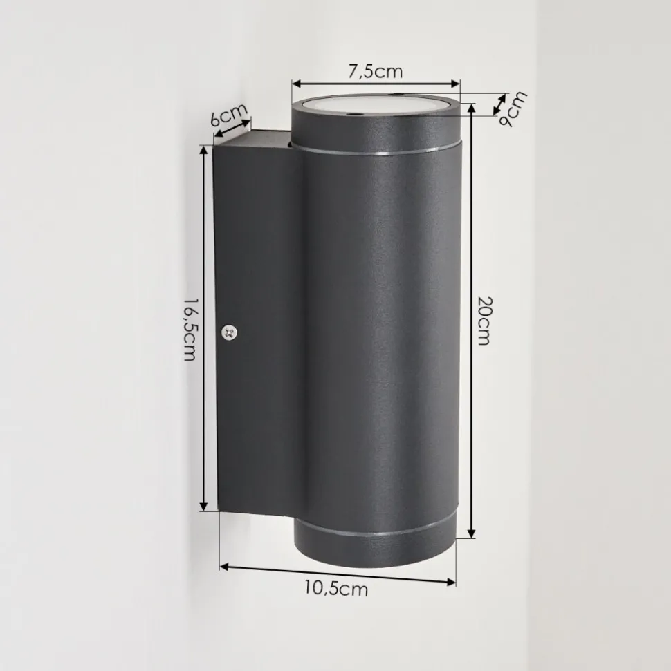 Applique Murale D'Exterieur Cebuentos Anthracite, 2 Lumieres