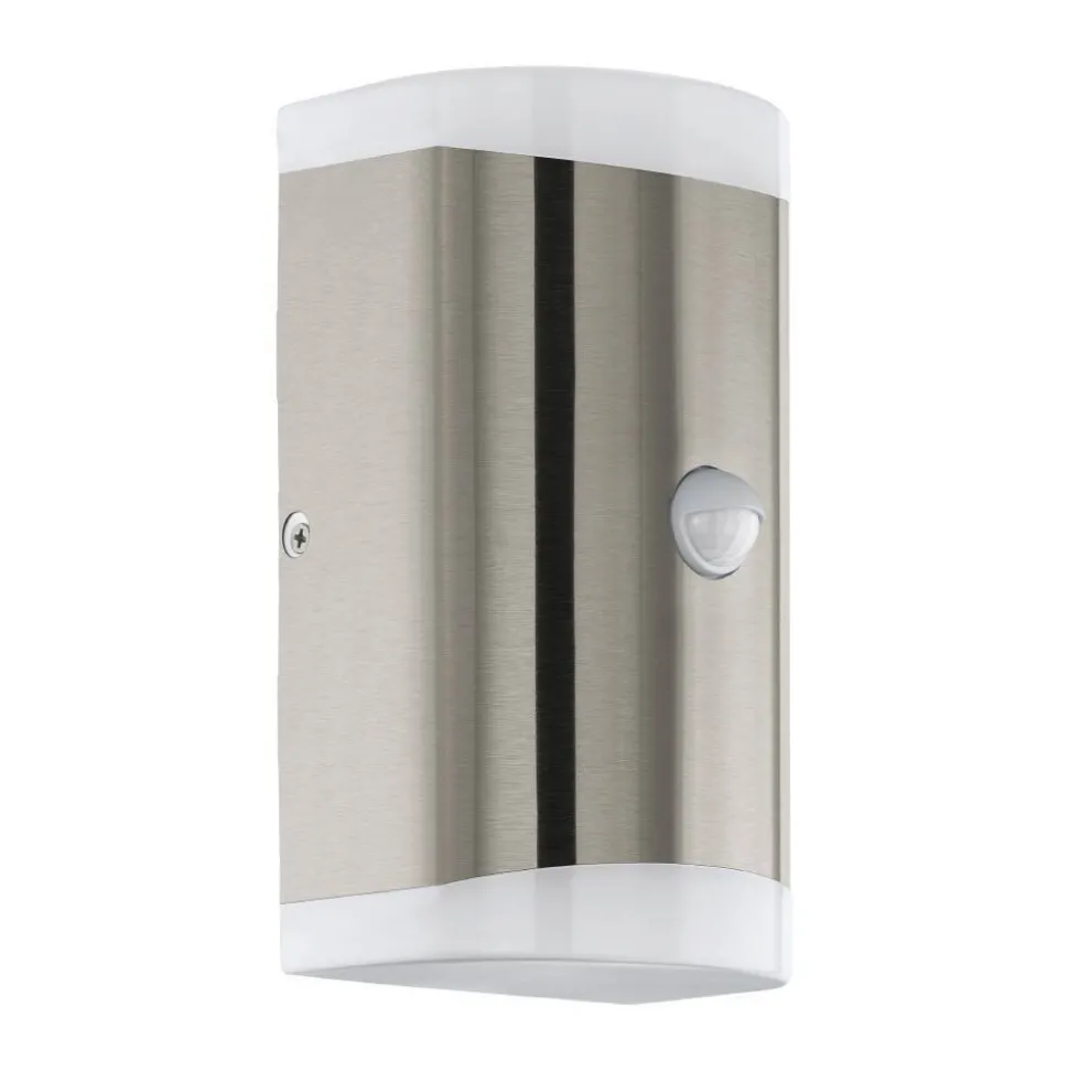 Applique Murale D'Exterieur Eglo Carpinera Led Acier Inoxydable, 2 Lumieres, Detecteur De Mouvement