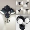 Applique Murale D'Exterieur Emmerlev Led Noir, 2 Lumieres, Detecteur De Mouvement
