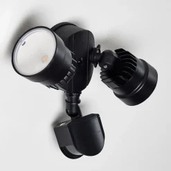 Applique Murale D'Exterieur Emmerlev Led Noir, 2 Lumieres, Detecteur De Mouvement