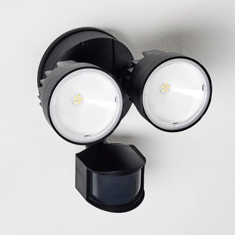 Applique Murale D'Exterieur Emmerlev Led Noir, 2 Lumieres, Detecteur De Mouvement