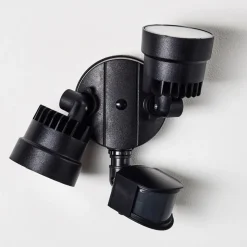 Applique Murale D'Exterieur Emmerlev Led Noir, 2 Lumieres, Detecteur De Mouvement