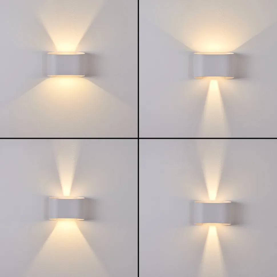 Applique Murale D'Exterieur Everton Led Blanc, 2 Lumieres