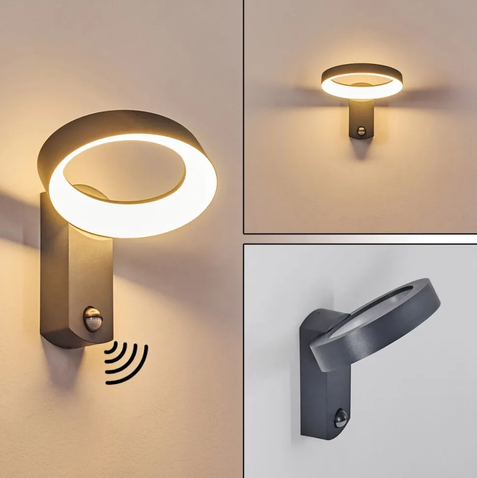 Applique Murale D'Exterieur Carinola Led Anthracite, 1 Lumiere, Detecteur De Mouvement