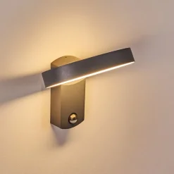 Applique Murale D'Exterieur Carinola Led Anthracite, 1 Lumiere, Detecteur De Mouvement