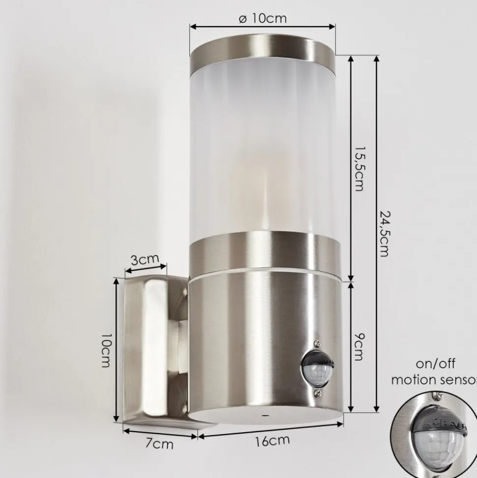 Applique Murale D'Exterieur Tolsona Nickel Mat, 1 Lumiere, Detecteur De Mouvement