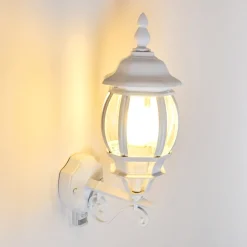 Applique Murale D'Exterieur Lentua Blanc, 1 Lumiere, Detecteur De Mouvement