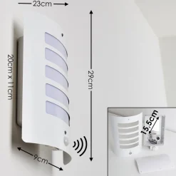 Applique Murale D'Exterieur Alslev Blanc, 1 Lumiere, Detecteur De Mouvement
