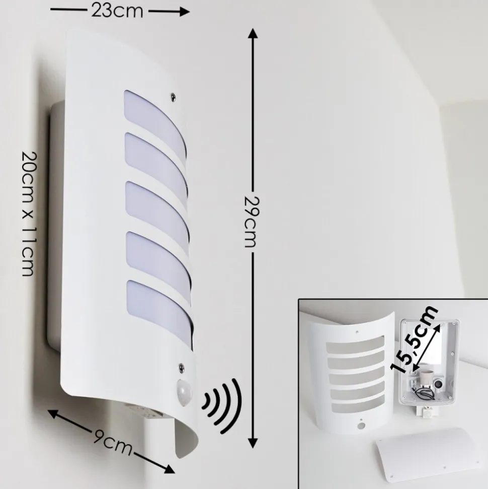 Applique Murale D'Exterieur Alslev Blanc, 1 Lumiere, Detecteur De Mouvement