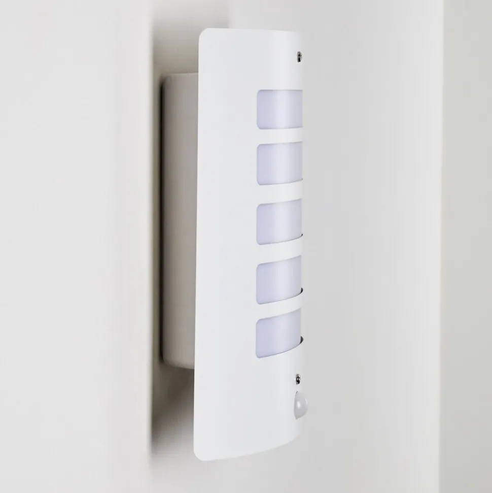 Applique Murale D'Exterieur Alslev Blanc, 1 Lumiere, Detecteur De Mouvement