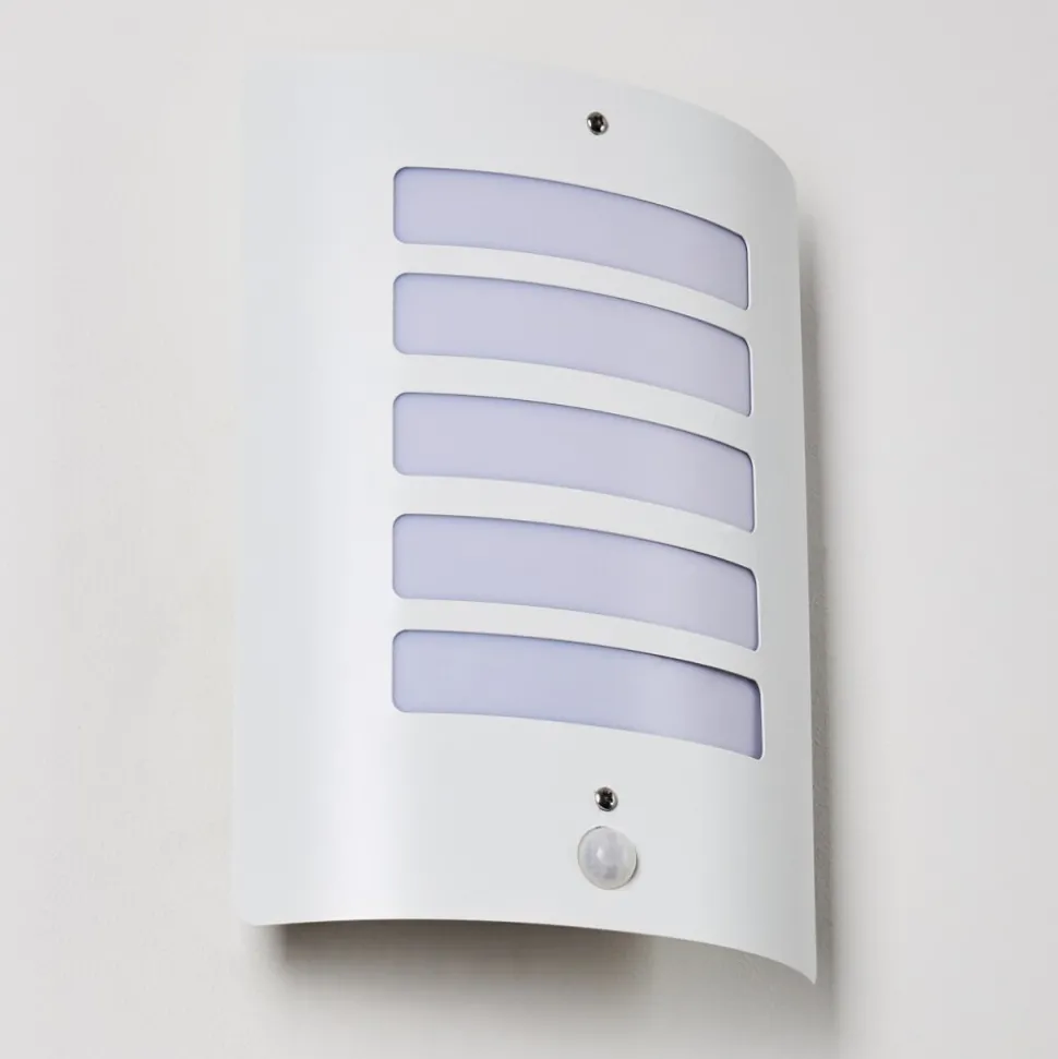 Applique Murale D'Exterieur Alslev Blanc, 1 Lumiere, Detecteur De Mouvement