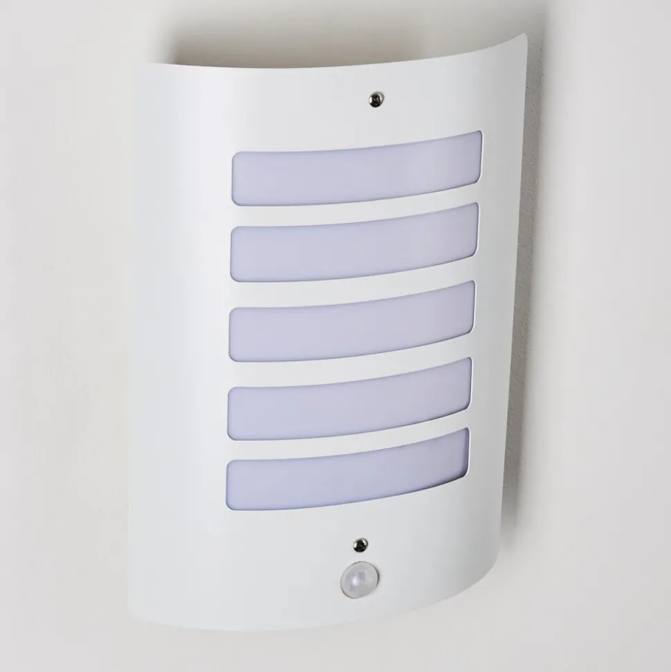 Applique Murale D'Exterieur Alslev Blanc, 1 Lumiere, Detecteur De Mouvement