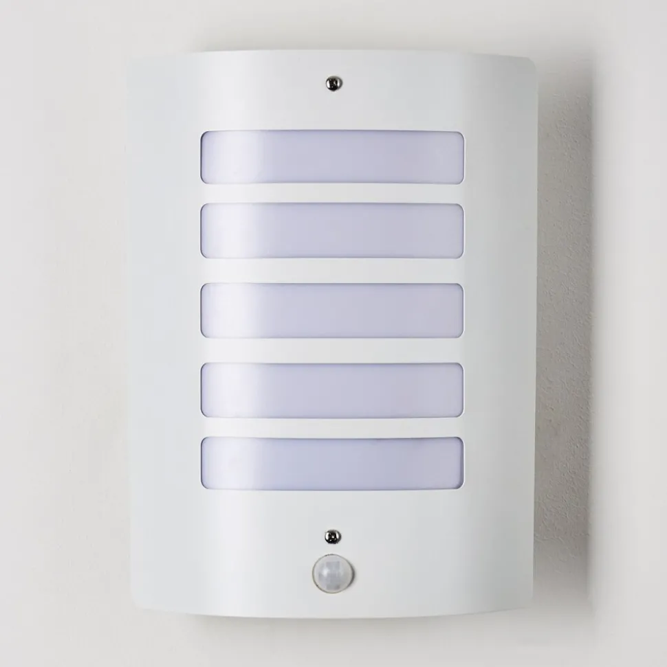 Applique Murale D'Exterieur Alslev Blanc, 1 Lumiere, Detecteur De Mouvement