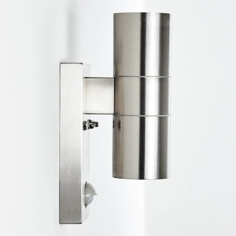 Applique Murale D'Exterieur Brachy Acier Inoxydable, 2 Lumieres, Detecteur De Mouvement