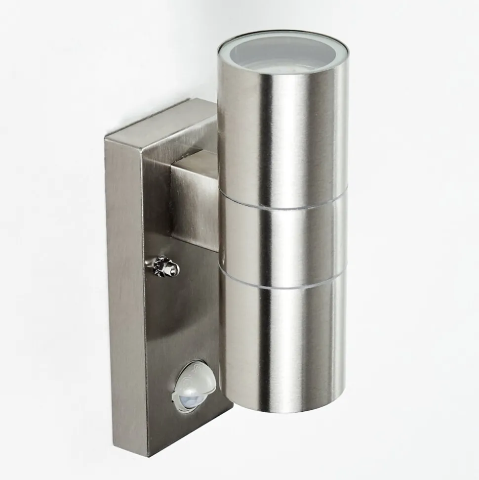 Applique Murale D'Exterieur Brachy Acier Inoxydable, 2 Lumieres, Detecteur De Mouvement