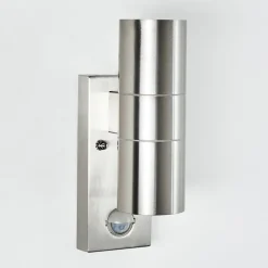 Applique Murale D'Exterieur Brachy Acier Inoxydable, 2 Lumieres, Detecteur De Mouvement