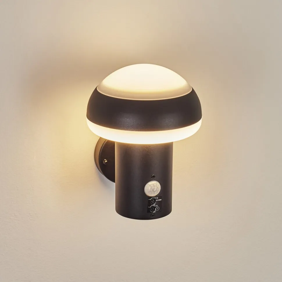 Applique Murale D'Exterieur Vinara Led Noir, 1 Lumiere, Detecteur De Mouvement