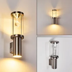 Applique Murale D'Exterieur Natalia Led Nickel Mat, 2 Lumieres