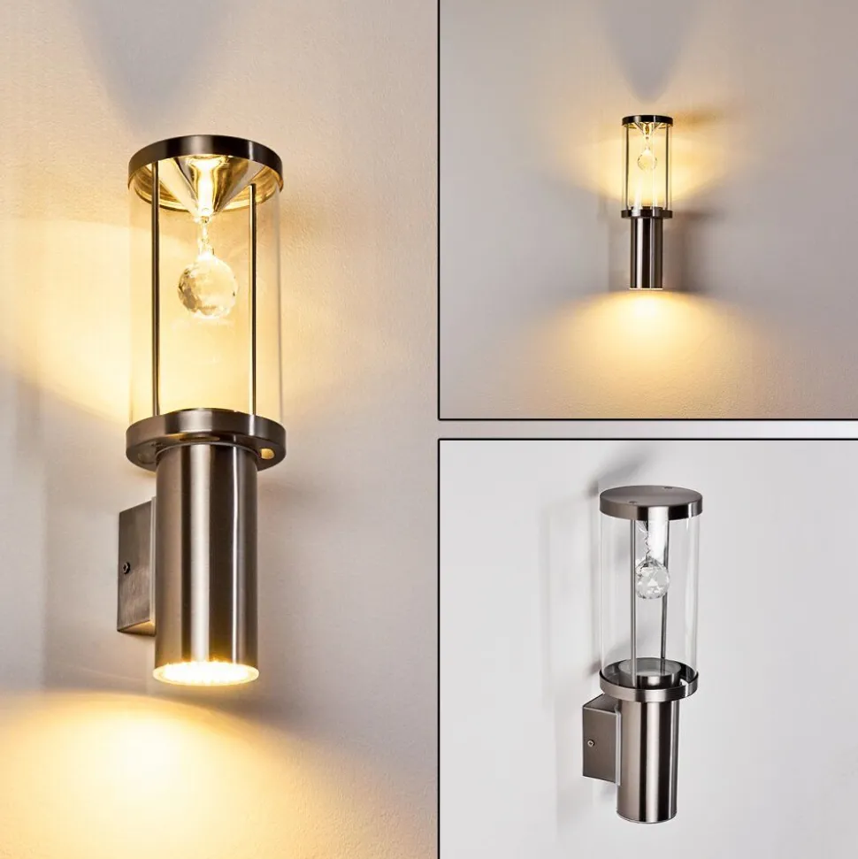 Applique Murale D'Exterieur Natalia Led Nickel Mat, 2 Lumieres