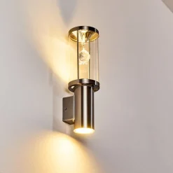 Applique Murale D'Exterieur Natalia Led Nickel Mat, 2 Lumieres
