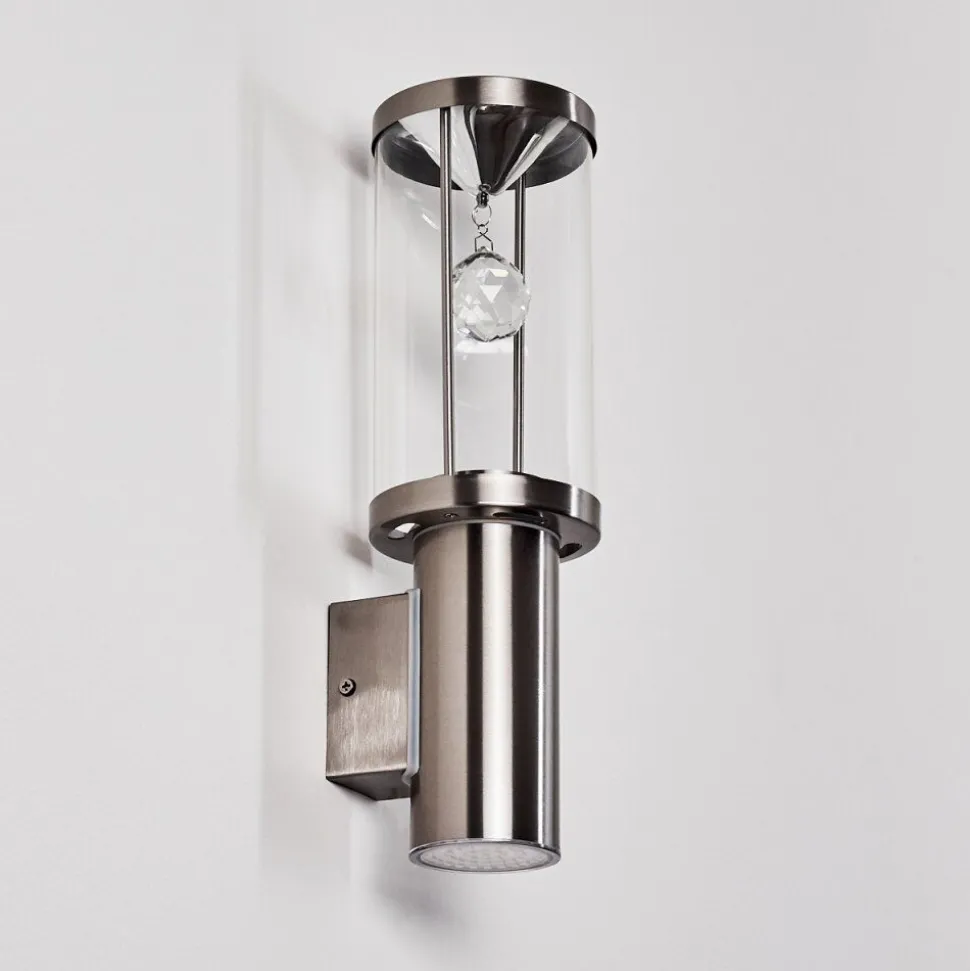 Applique Murale D'Exterieur Natalia Led Nickel Mat, 2 Lumieres