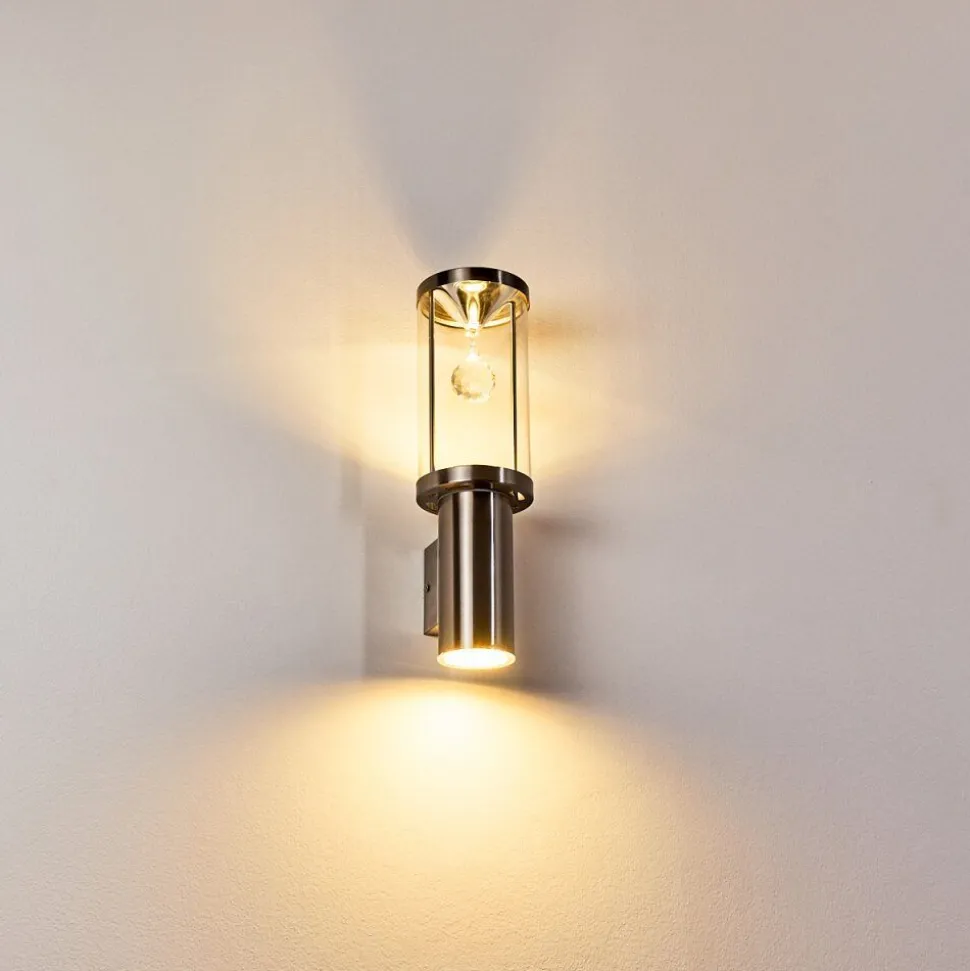 Applique Murale D'Exterieur Natalia Led Nickel Mat, 2 Lumieres