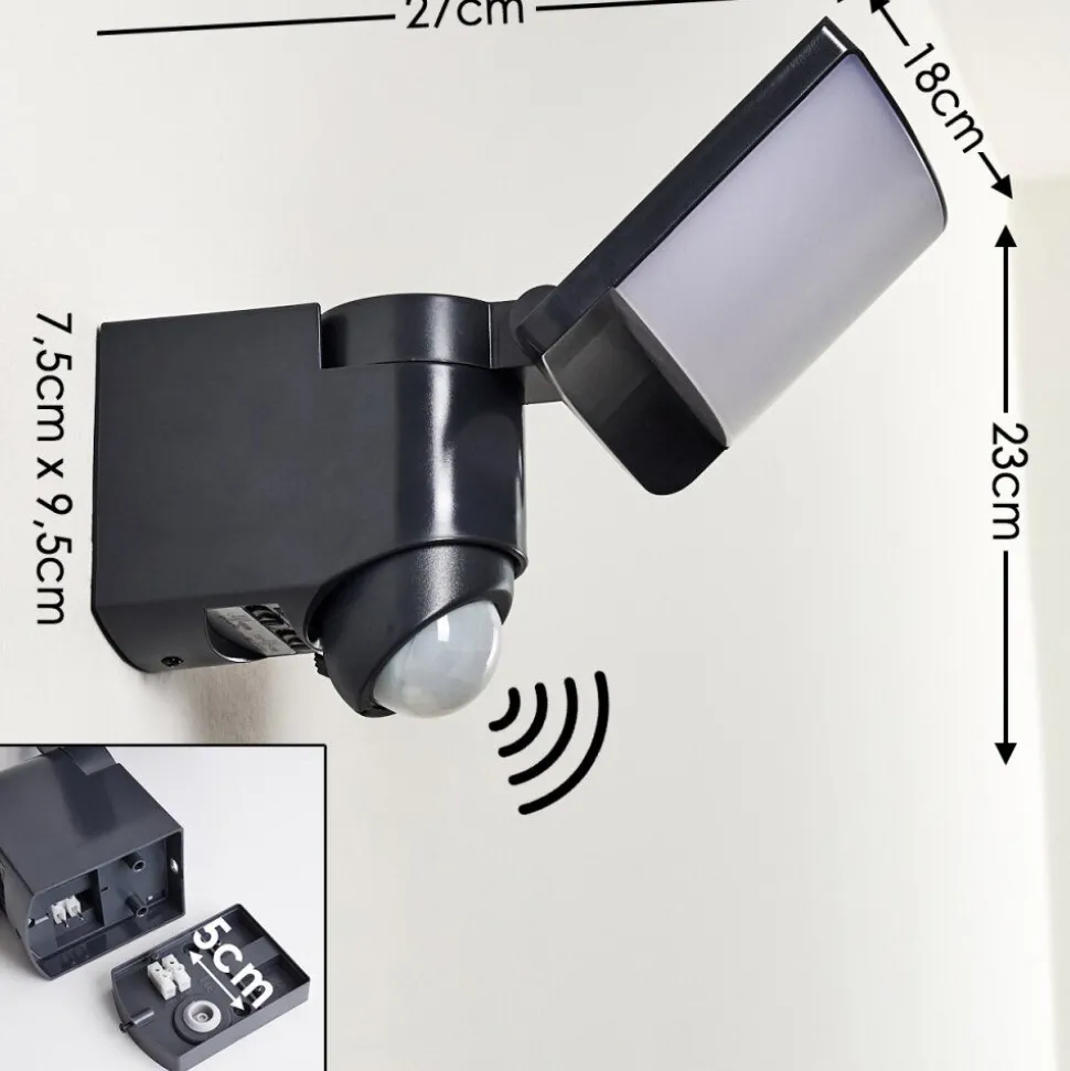 Applique Murale D'Exterieur Larvik Led Anthracite, 1 Lumiere, Detecteur De Mouvement