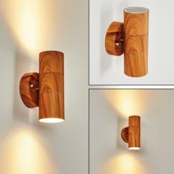 Applique Murale D'Exterieur Tenvik Brun, Couleur Bois, 2 Lumieres