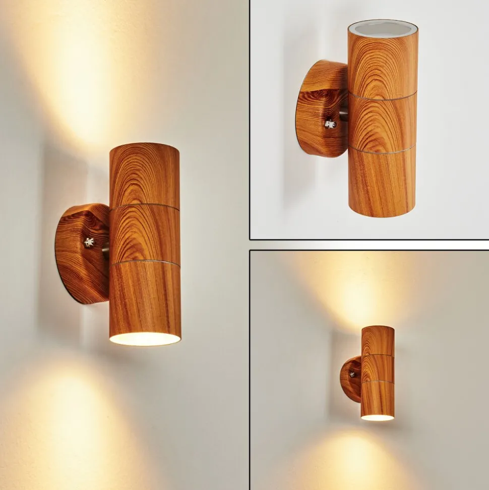 Applique Murale D'Exterieur Tenvik Brun, Couleur Bois, 2 Lumieres