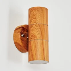 Applique Murale D'Exterieur Tenvik Brun, Couleur Bois, 2 Lumieres