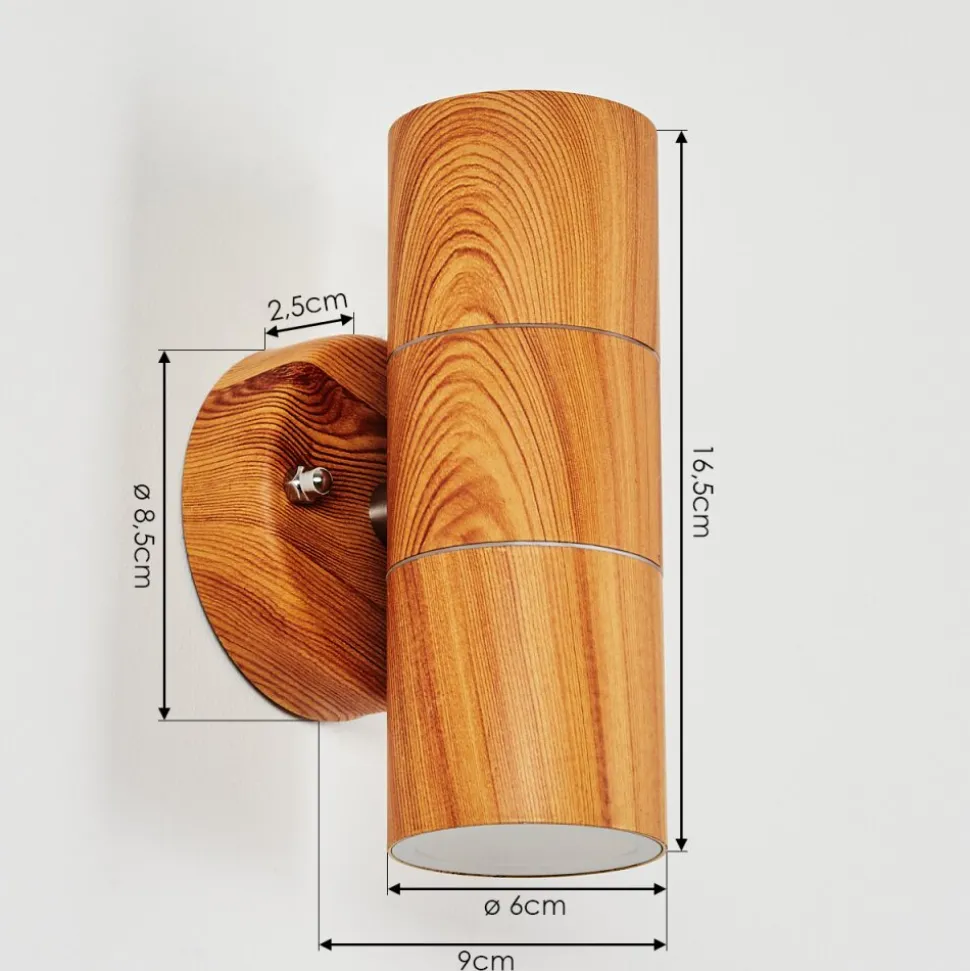 Applique Murale D'Exterieur Tenvik Brun, Couleur Bois, 2 Lumieres