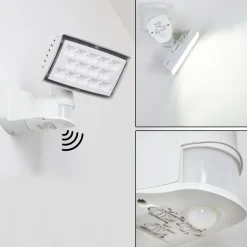 Applique Murale D'Exterieur Loit Led Blanc, 1 Lumiere, Detecteur De Mouvement