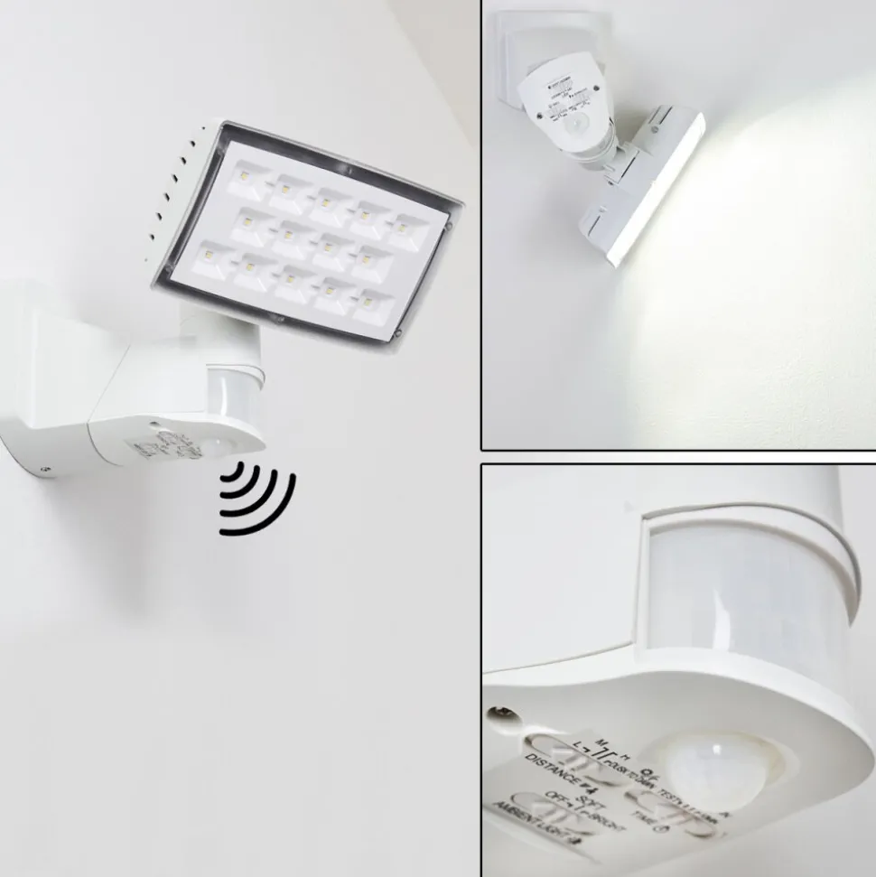 Applique Murale D'Exterieur Loit Led Blanc, 1 Lumiere, Detecteur De Mouvement