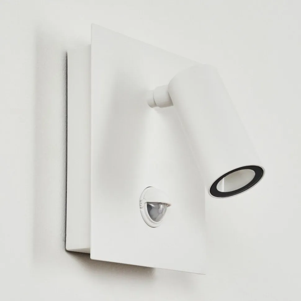 Applique Murale D'Exterieur Saeter Led Blanc, 1 Lumiere, Detecteur De Mouvement