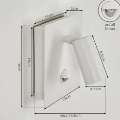 Applique Murale D'Exterieur Saeter Led Blanc, 1 Lumiere, Detecteur De Mouvement