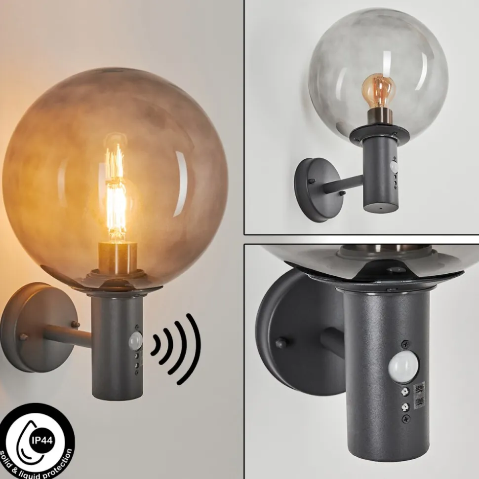 Applique Murale D'Exterieur Bostarenga Anthracite, 1 Lumiere, Detecteur De Mouvement
