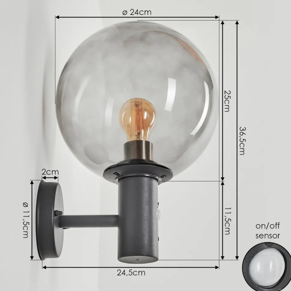 Applique Murale D'Exterieur Bostarenga Anthracite, 1 Lumiere, Detecteur De Mouvement